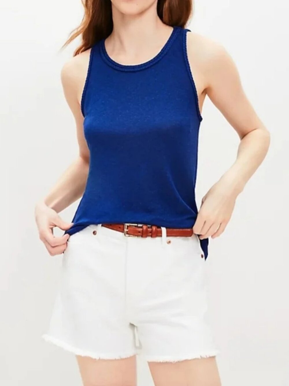 LOFT Rope Trim Racerback Tank Top (M)